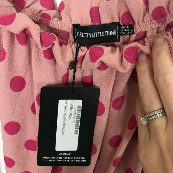 PrettyLittleThing Dusty Pink Polka Dot Shift Dress - Picture 4 of 8
